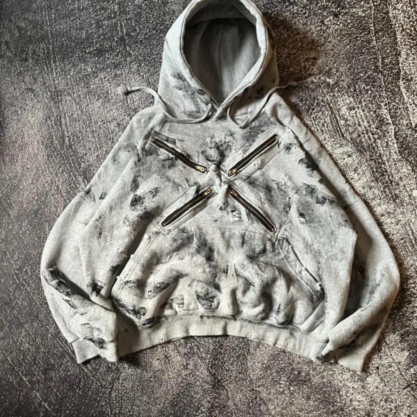 Personalized zipper hoodie print loose personality street retro unisex sweatshirt