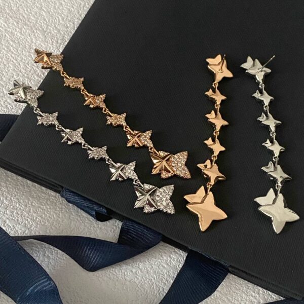 Niche design titanium steel heart-shaped long earrings and bracelets