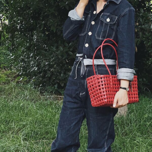 Hollow Woven Plastic Tote Bag – Summer Beach Handbag, Shoulder Basket Bag for Women