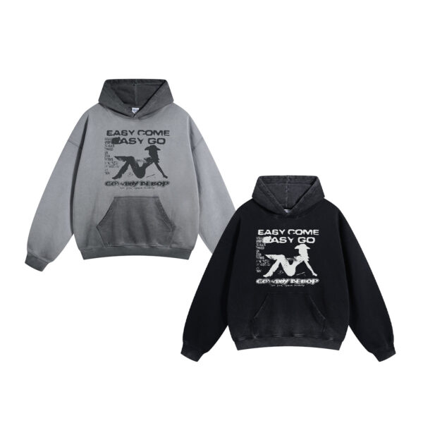 2025 Men’s Vintage Washed Cotton Hoodie – Loose Fit Printed Pullover for Fall/Winter Streetwear