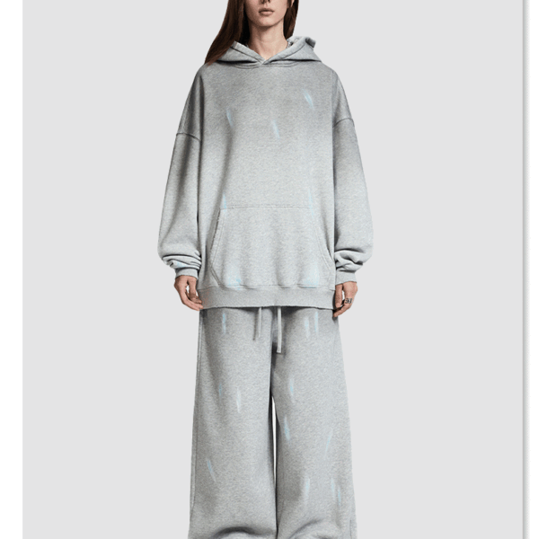 Vintage Washed Hand Painted Hoodie - Winter Unisex Thick High Street Oversized Pullover