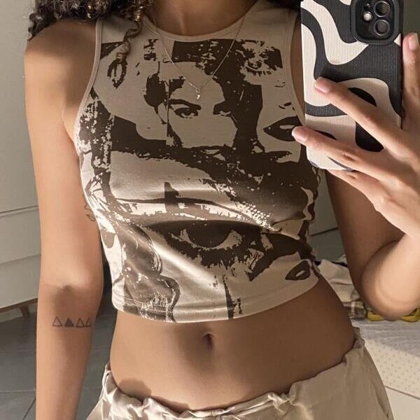 Sexy Ribbed Racerback Tank Top – Y2K Baddie Lace-Up Backless Sleeveless Crop Vest for Women