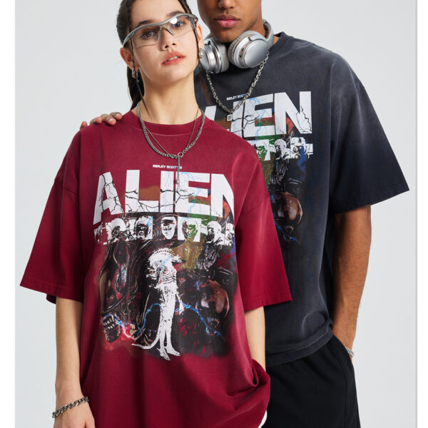 2025 Vintage Washed Oversized T-Shirt – Men’s Loose Fit Youth Streetwear Tee for Spring/Summe